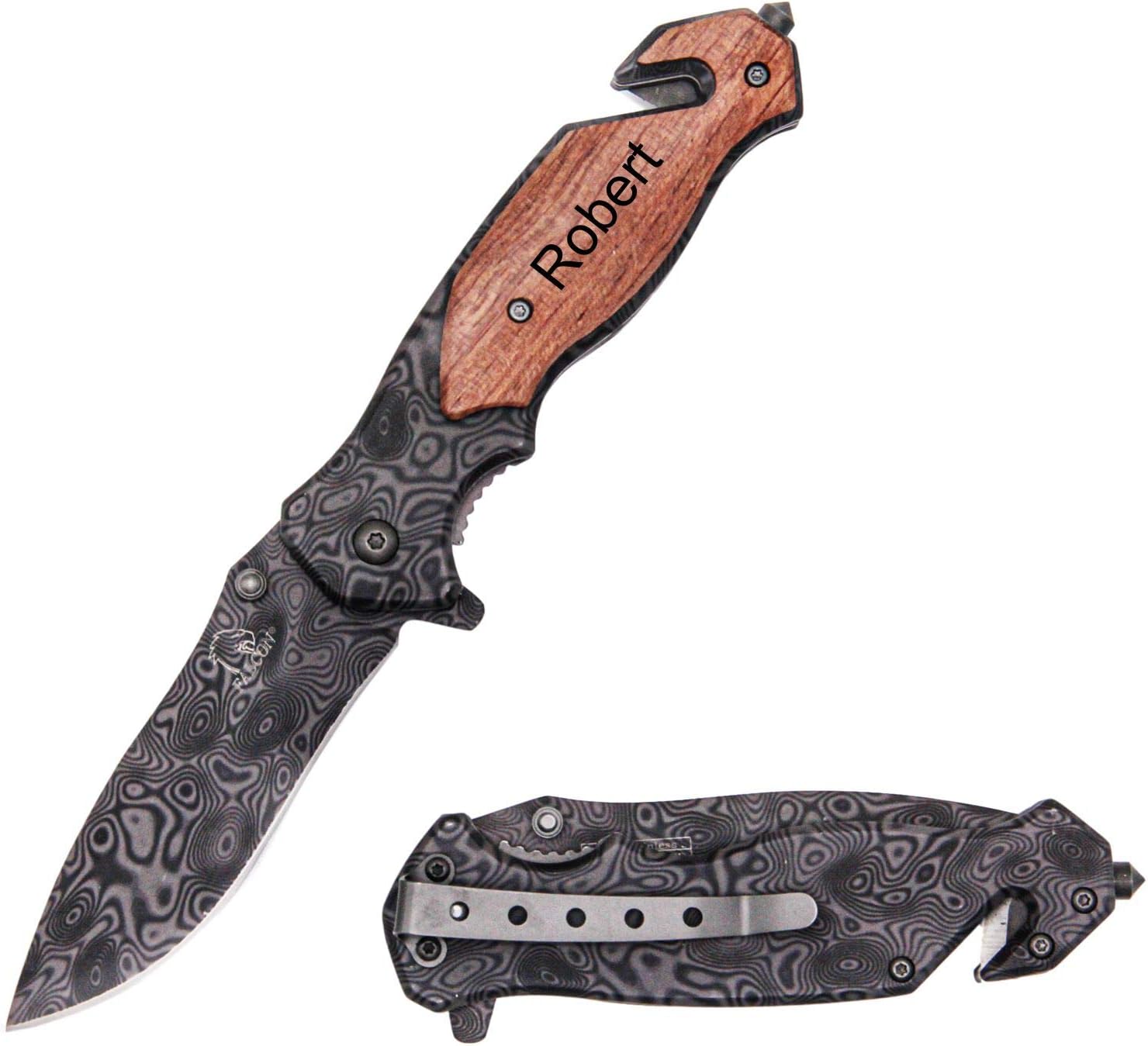 Free Engraving - Quality Wood Handle Pocket Knife