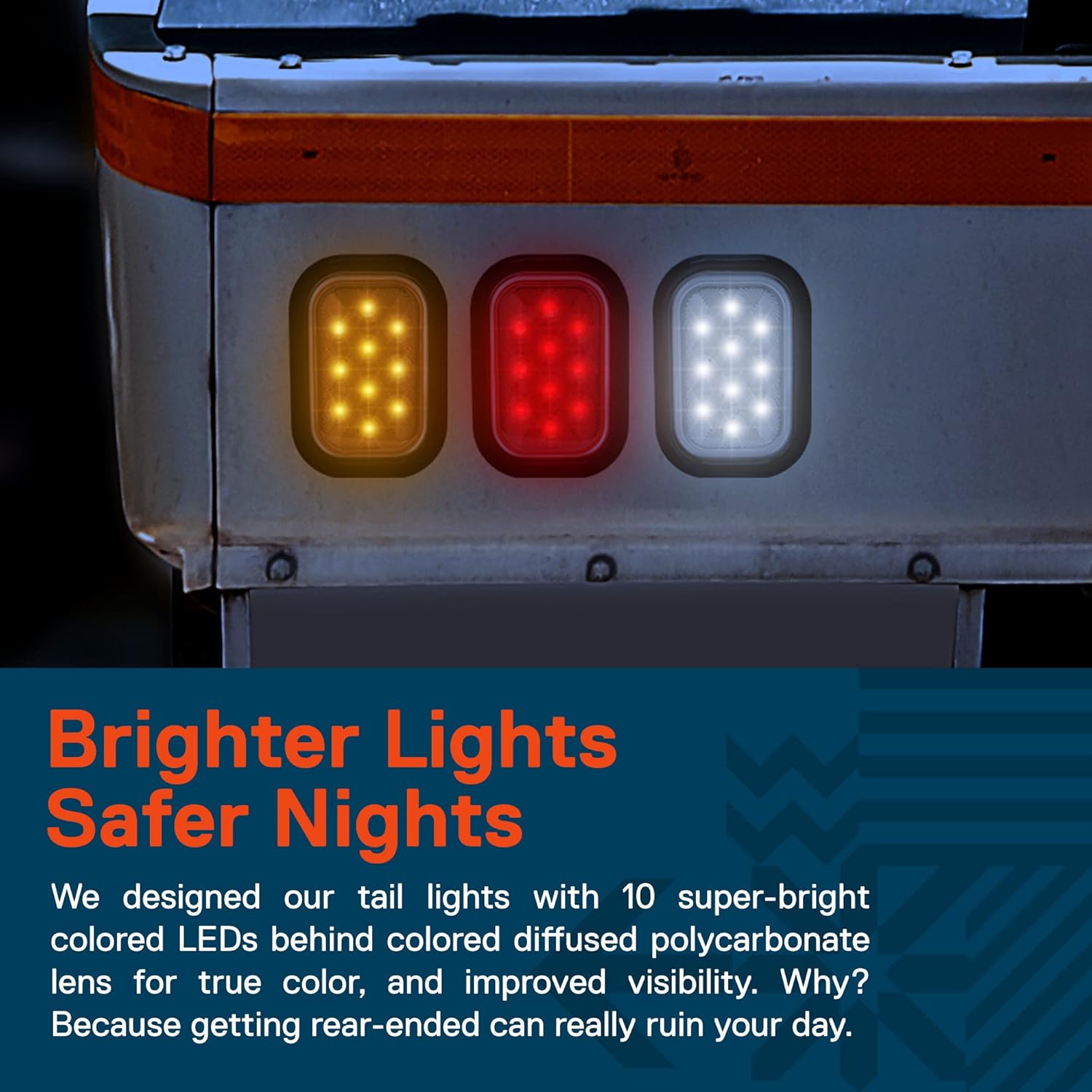 TRUE MODS 4 Red + 2 White 5x3 3x5 Inch Rectangle LED Trailer Tail Light Kit [DOT FMVSS 108] [Grommets/Plugs] [Submersible] [Stop Turn Tail Reverse] [10 LED] Brake Lamp for Tow Truck 80" Wide Trailer