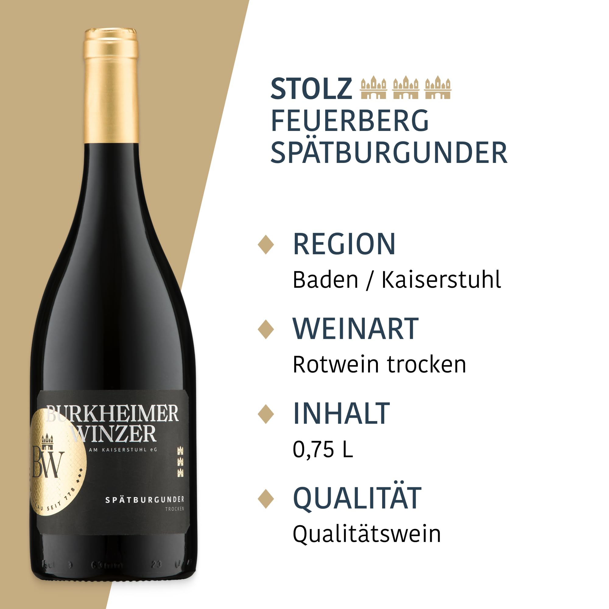 Burkheimer Barrique Wein Tasting Set – Spätburgunder, Grauburgunder & Chardonnay Wein-Paket trocken – kraftvoll, komplex & goldprämiert – Stolz Kollektion – vom Kaiserstuhl (3 x 0,75l)