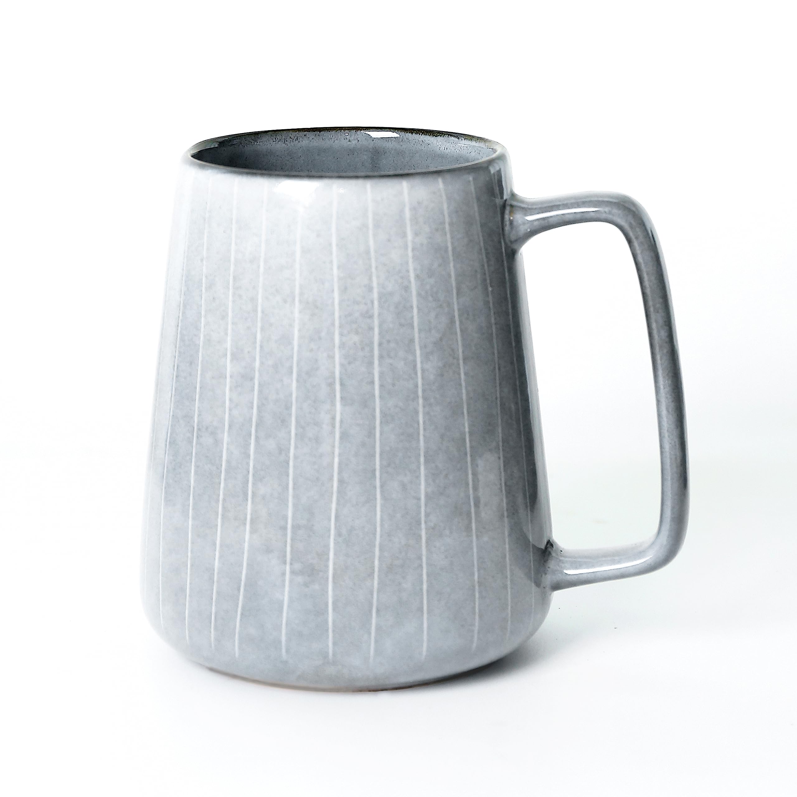 Tazza da caffè in ceramica da 24 once ， Tazza da caffè al latte grande Tazza da tè glassa liscia per cacao Cappuccino Latte Cereali ， Lavabile in lavastoviglie Adatto al microonde (grigio)