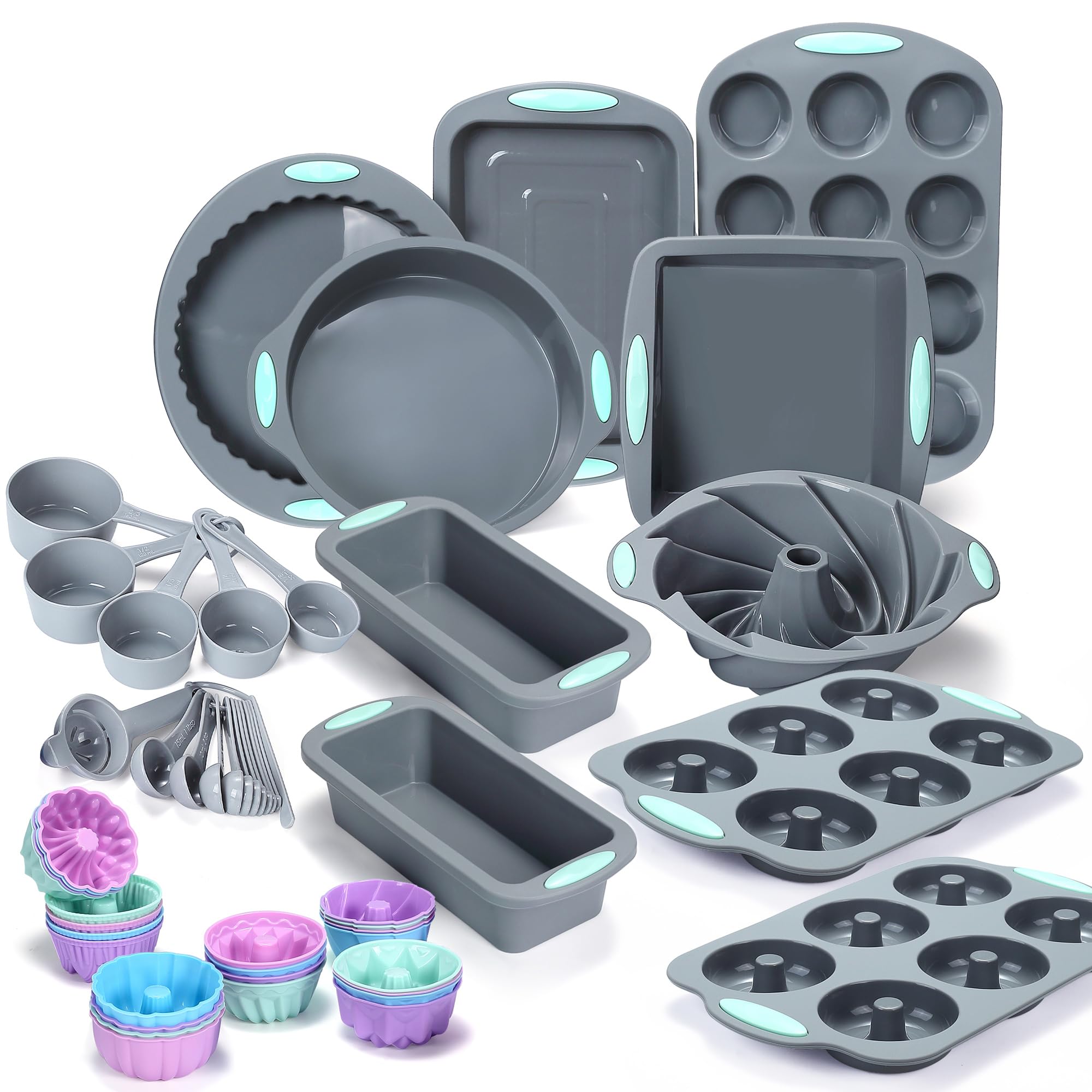 Tongjude 51 Piece Silicone Bakeware Set