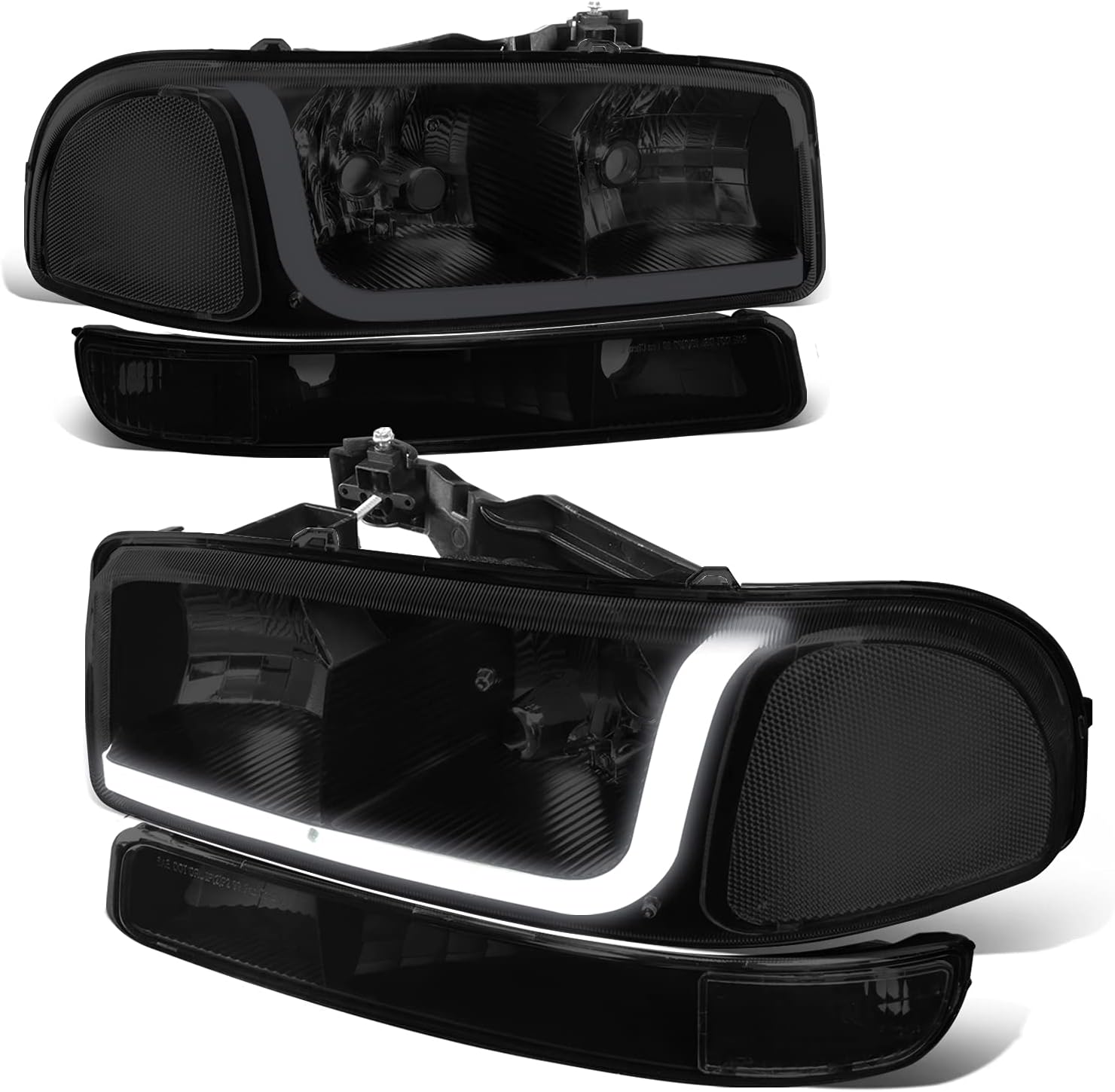 Auto Dynasty 4Pcs LED DRL Headlights Assembly with Bumper