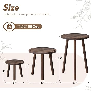 3-Pack Taller Plant Stand Indoor, Single Wood Plant Stool for 6-12 Inch Pot