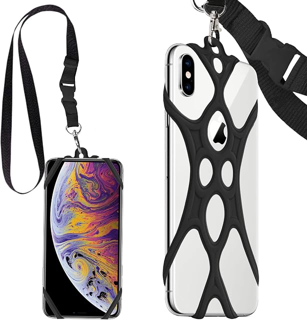 Alaseus Phone Lanyard  Phone Strap  Lanyard For Phone - Neck Phone Holder With Nylon Strap and Silicone Case  Protects Against Drops and Loss  For iPhone, Samsung, Huawei