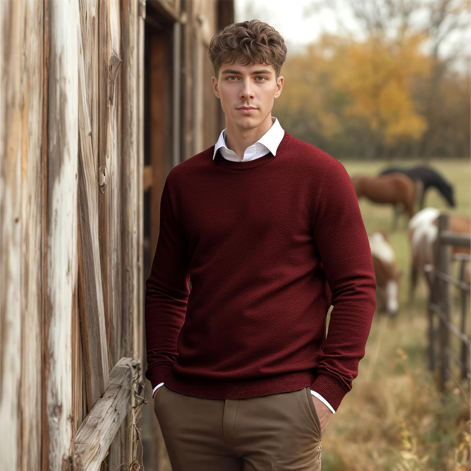 Mens Crew Neck Knit Sweaters Slim Fit Lightweight Sweatshirts Long Sleeve Dress Pullover Casual Sweaters Top - Image 6