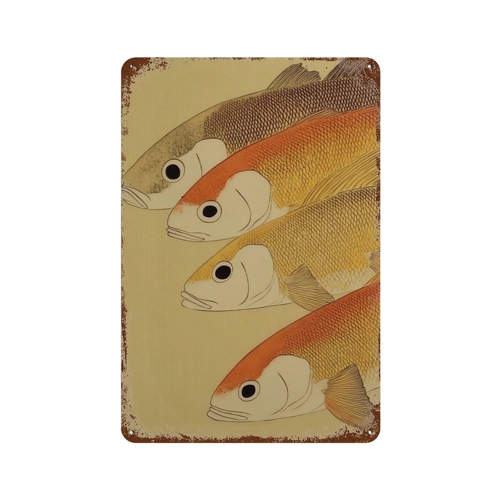 xiaoxiaoshen Fish Trio Coastal Minimal Marine Neutral Ocean Wall Decor Art Metal Tin Poster Modern Home Decor Art Home Bar Shop Decorations Vintage Sign 30x20cm