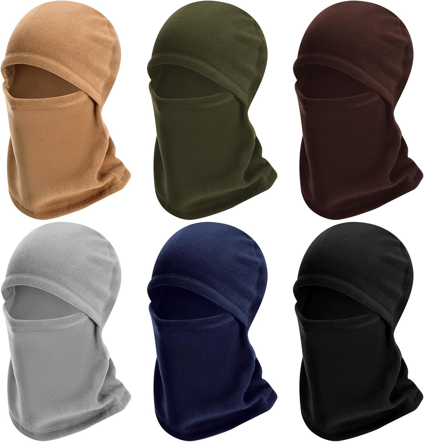 6 Pcs Ski Mask for Men Full Face Cover Winter Warm Fleece Balaclava Windproof Thermal Winter Face Mask Cover