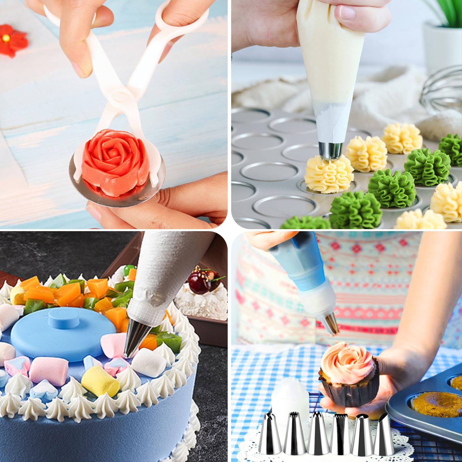 Set 9 Beccucci Per Decorazione Torte In Acciaio Inox - Punte 1M, 2D, 2F Per Glassa E Crema Al Burro - Ideale Per Cupcake - 2