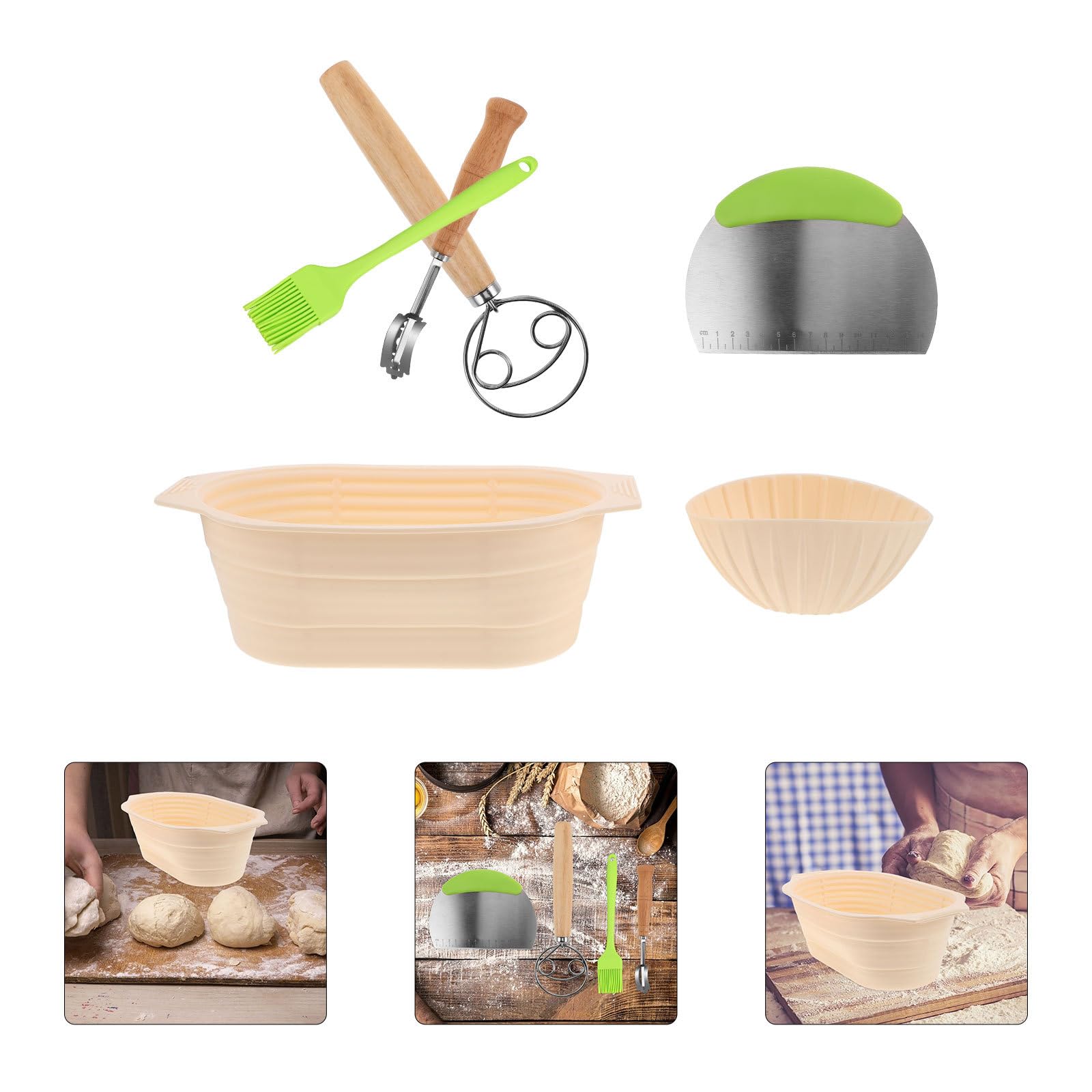 Juego de Cesta Banneton Redonda para Elaboración de Pan Diseño Plegable y Alta Resistencia a Temperatura, Gran Capacidad para Uso en Casa y Horno