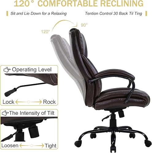Miniatura 6 de Silla de oficina grande y alta de 500 libras, silla de escritorio ergonómica giratoria de masaje con respaldo alto, silla ancha de computadora de