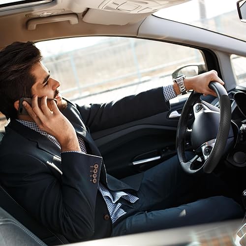 Vista 7 de GSPSCN Cubierta Universal de Volante de Coche de Fibra de Carbono Antideslizante, Cubierta de Volante Mariposa, Protector de Volante Segmentado