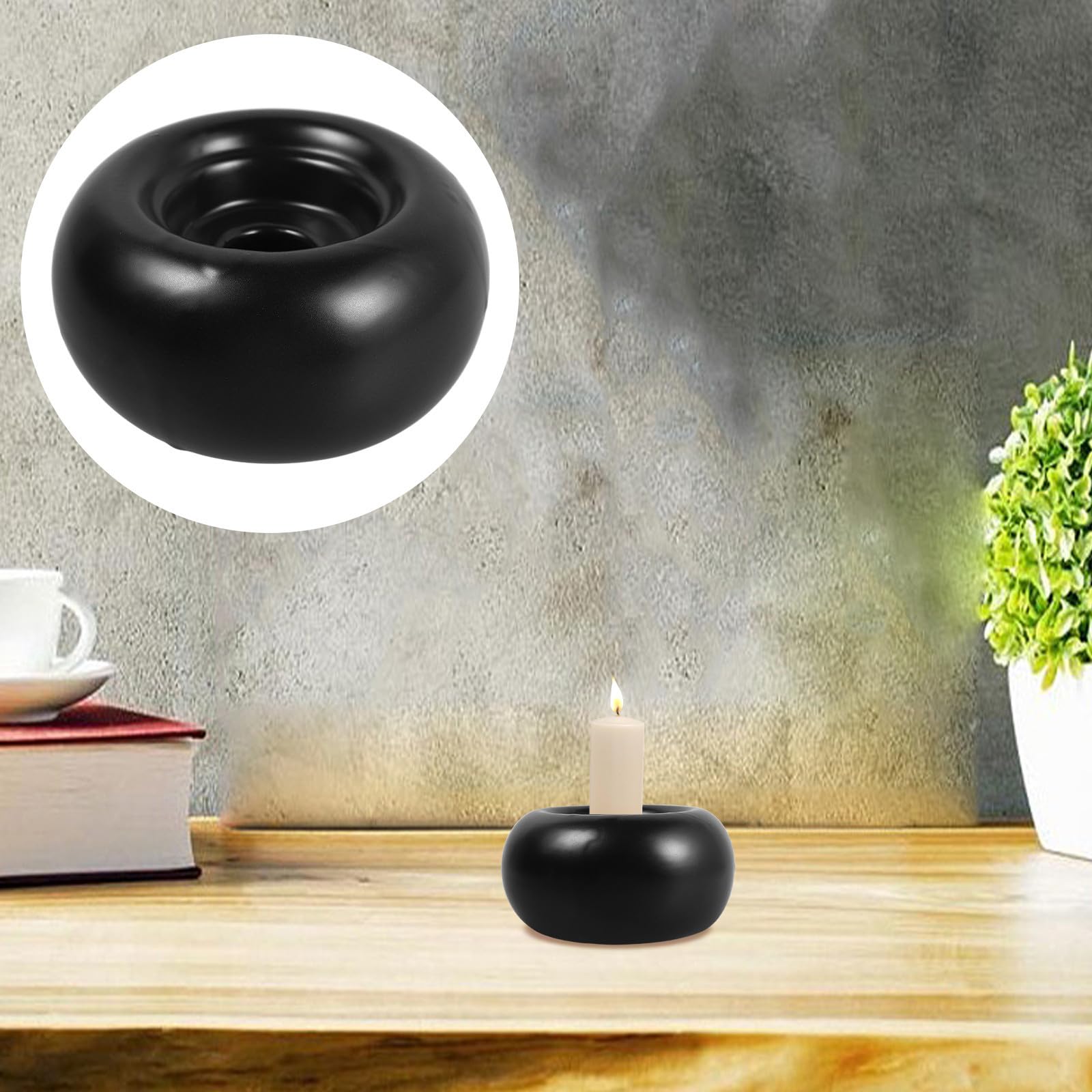 Toyvian 3 Piezas Portavelas de Té de Cerámica Negra, Candelabro Moderno