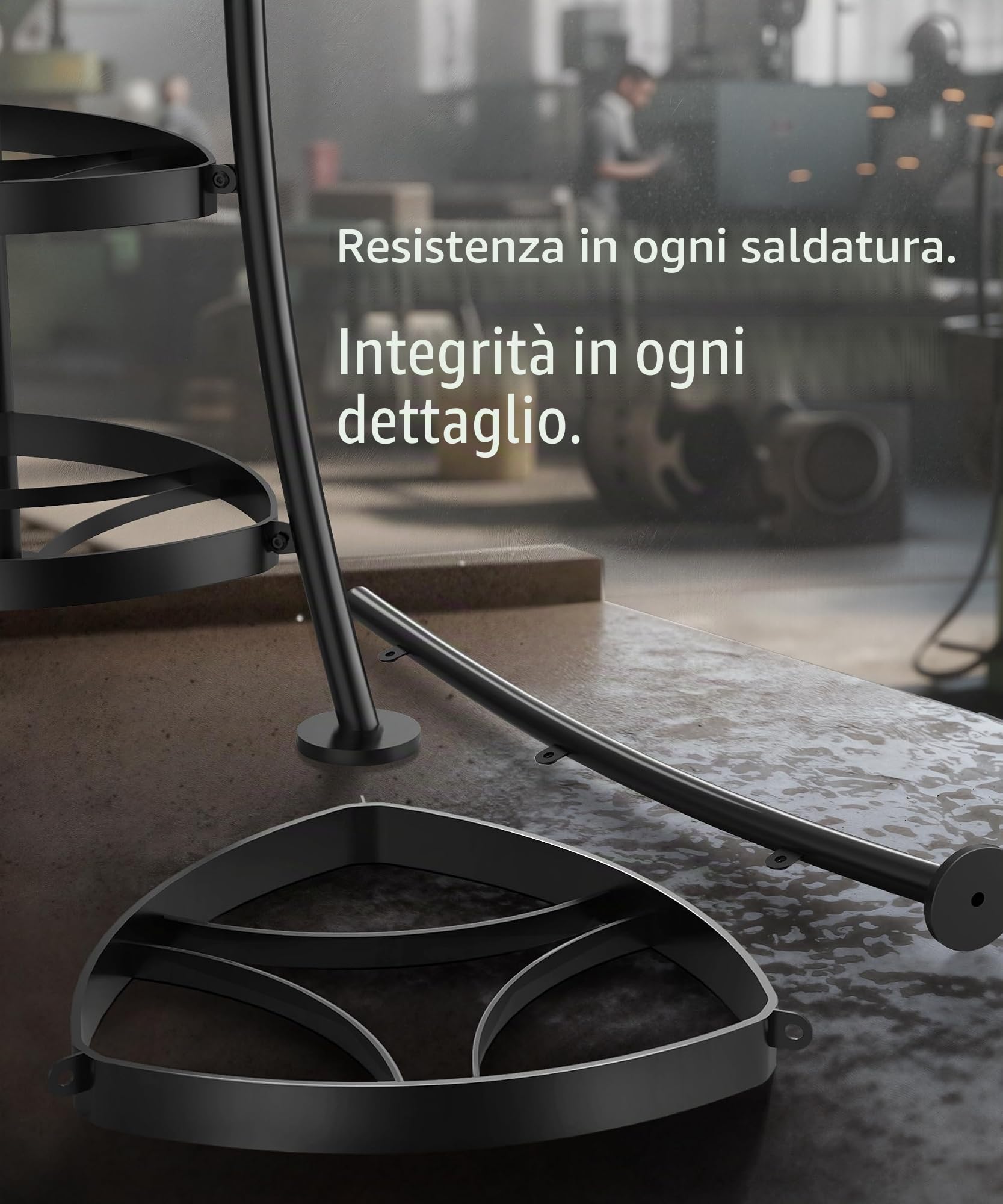 KES KUR531S6-BK KUR531S6-BK - Supporto per pentole in ghisa a 6 ripiani con 6 ganci, pentole e padelle, base stabile, cinghia anti-ribaltamento e protezioni per pavimenti nero, capacità 119,7 kg