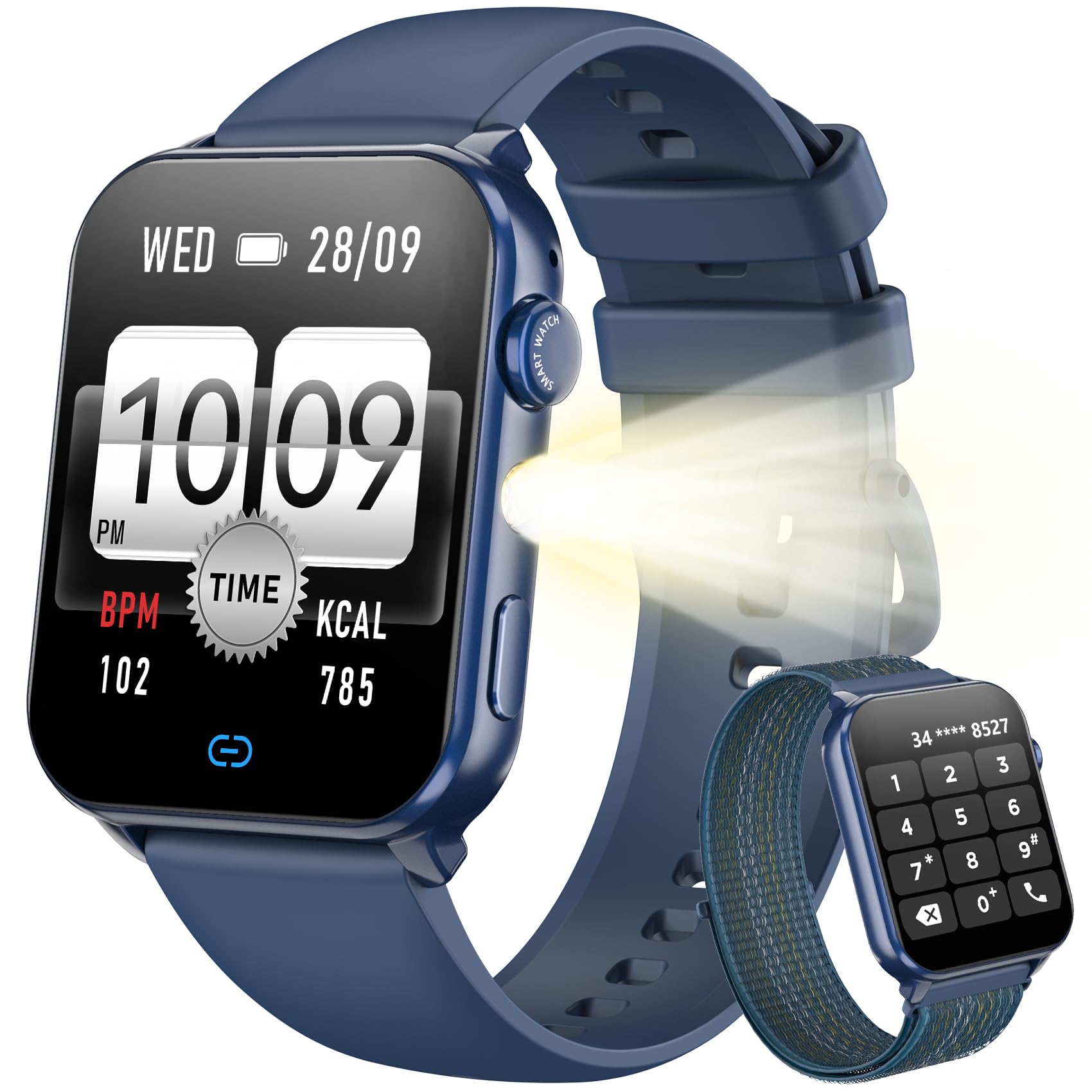 Blackview Smartwatch Uomo Donna, Effettua e Rispondi alle Chiamate,1,91'' Orologio Intelligente 100+ Modalità Sportive/Sonno/Cardiofrequenzimetro/SpO2/ Torcia per Android IOS
