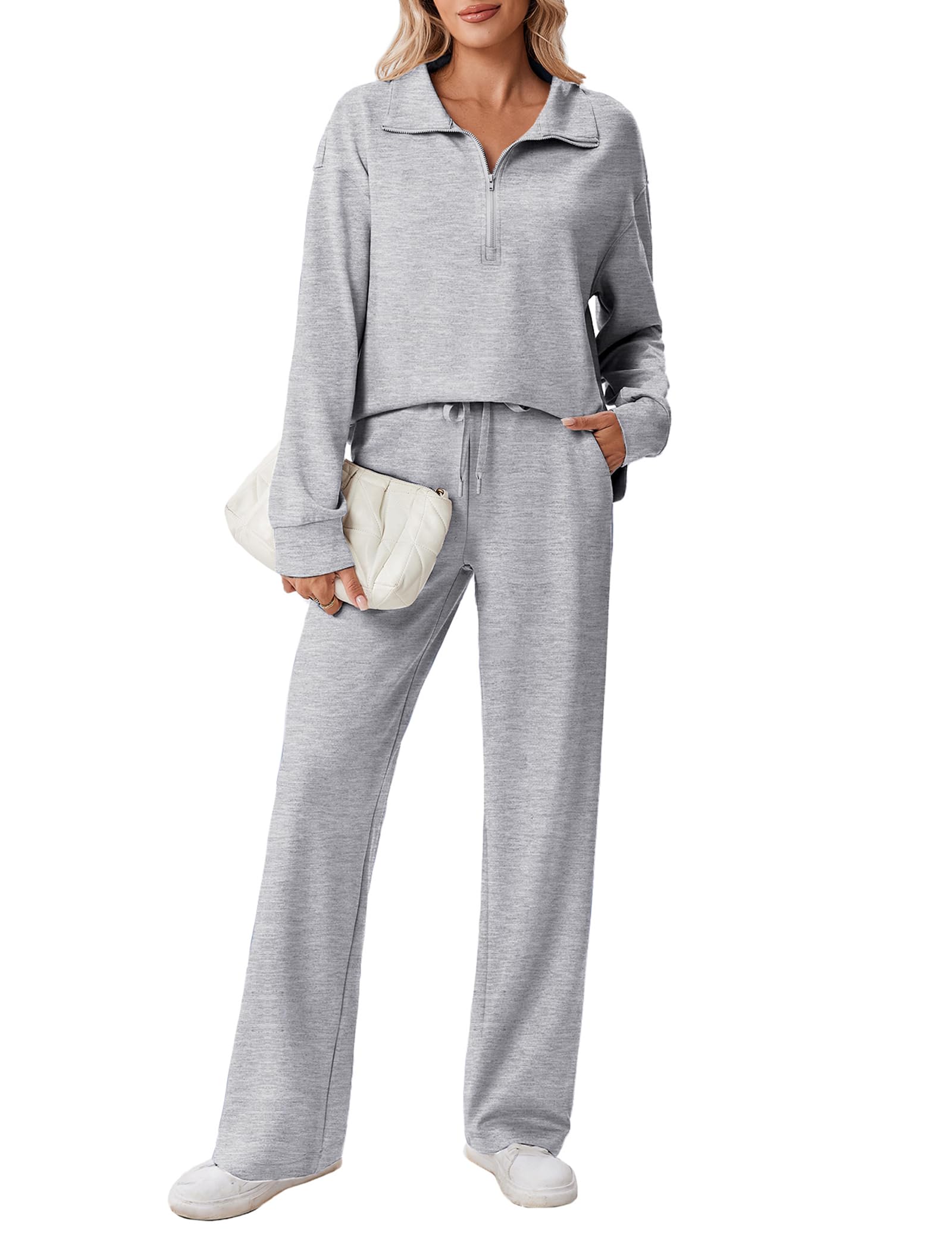 PINSPARK 2 Piece Sets for Women 1/2 Zip Sweatsuit 2026 Matching Outfit Fall