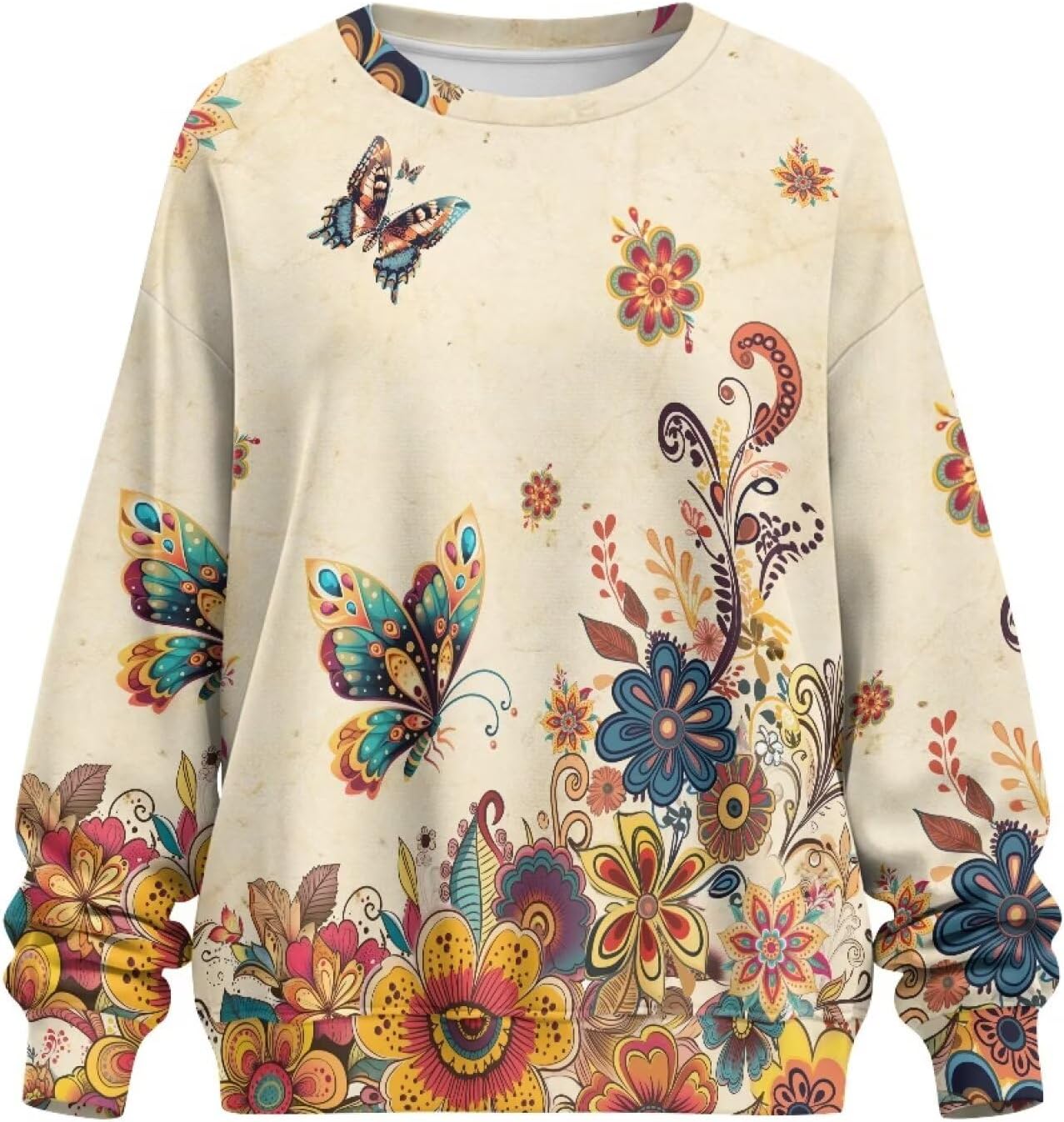 AFPANQZ Women's Crew Neck Sweatshirt Oversized Pullover Long Sleeve Shirts Soft Tops with Pockets for Women Fall Clothes 2025