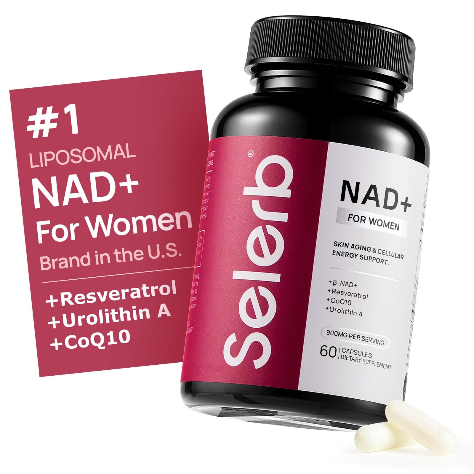 Selerb Nad+ Supplement For Women Nmn Alternative Liposomal - Nicotinamide Riboside, Trans-Resveratrol, Coq10, D-Ribose - Supports Cell Renewal, Energy & Skin Health - 90 Capsules