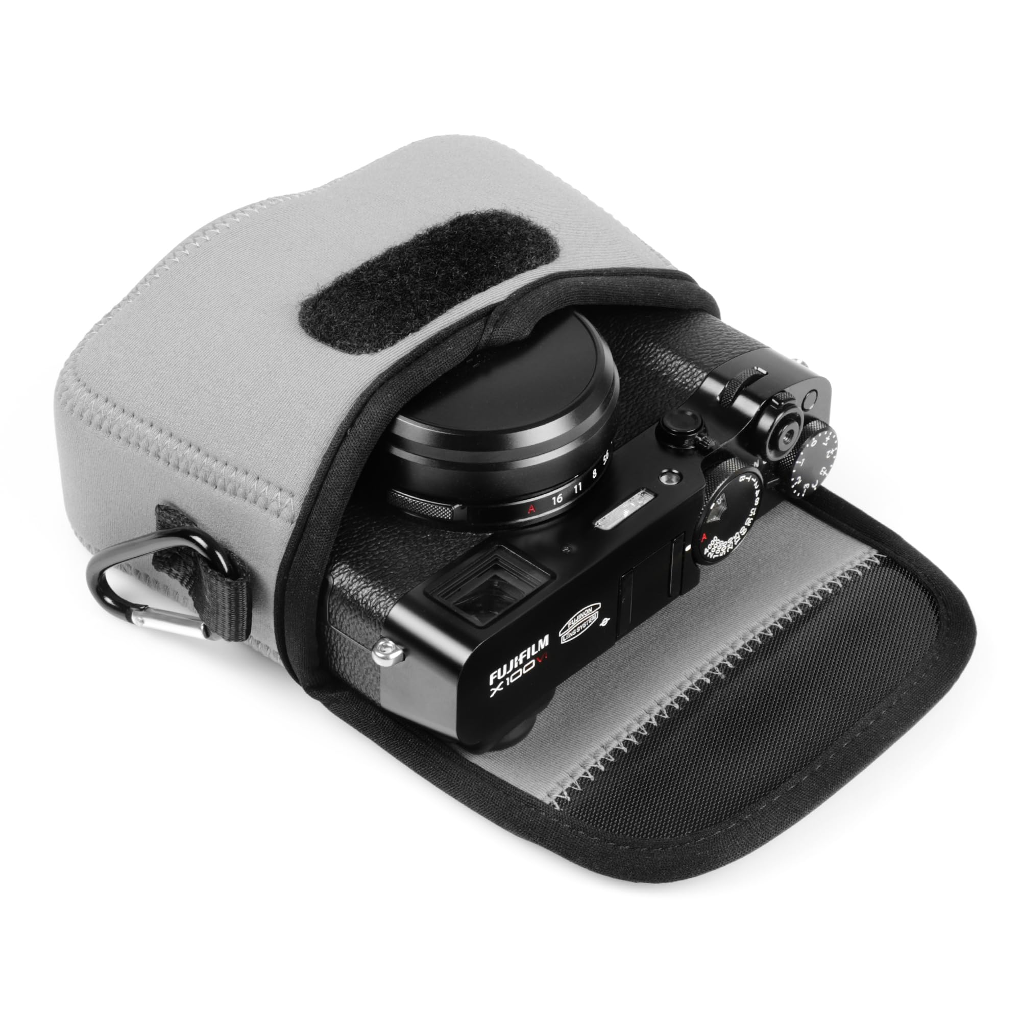 MegaGear Neoprenowe etui na aparat Fujifilm X100VI - stylowa i ochronna torba do fotografii cyfrowej, Szary, Neoprenowe etui na aparat