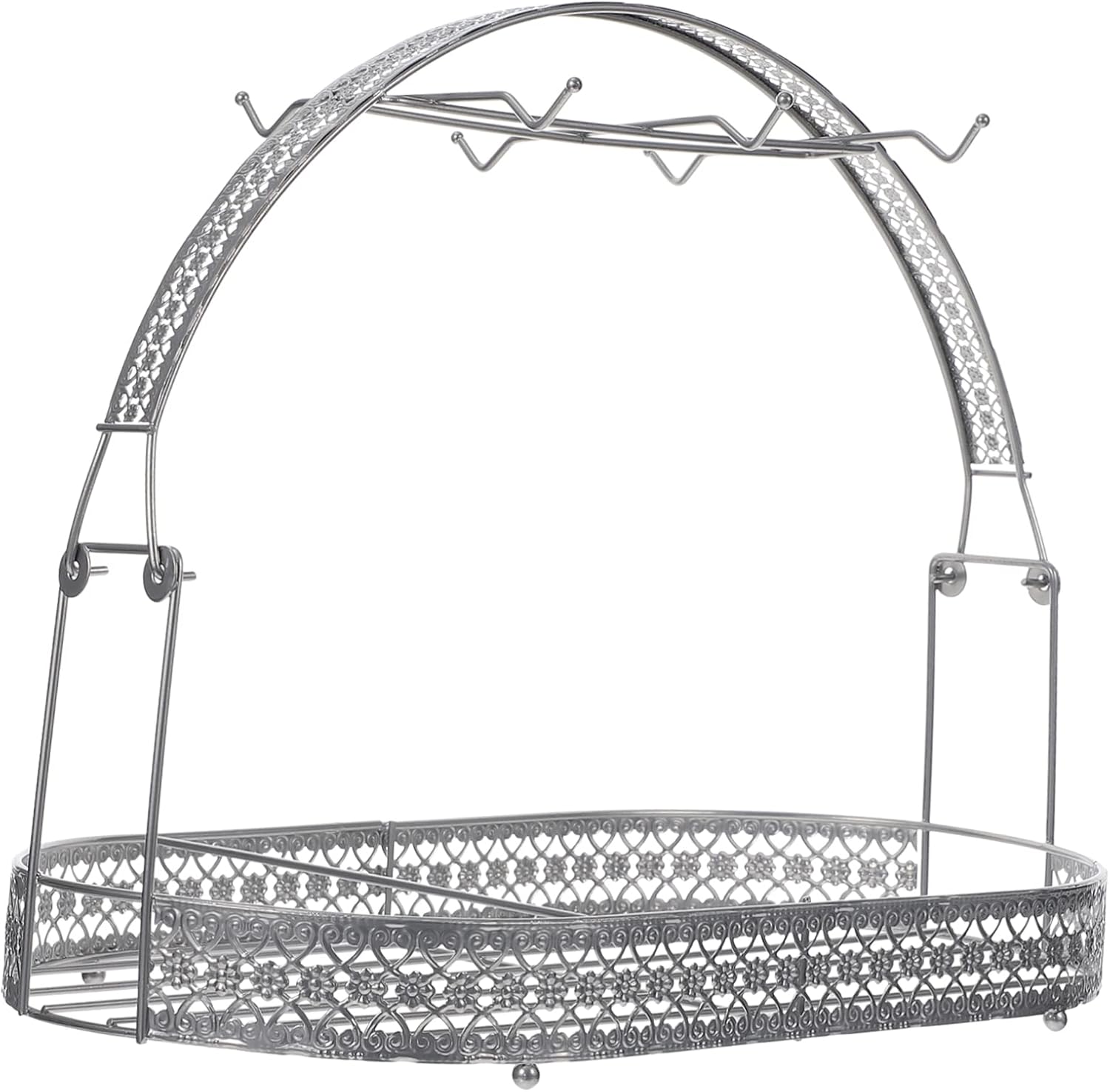 Healifty European Style Coffee Mug Holder Tea Set Stand Rack Organizer for Kitchen Counter and Office Silver Iron Craft with Smooth Welded Finish Elegant Display for Tea Cups and Mugs