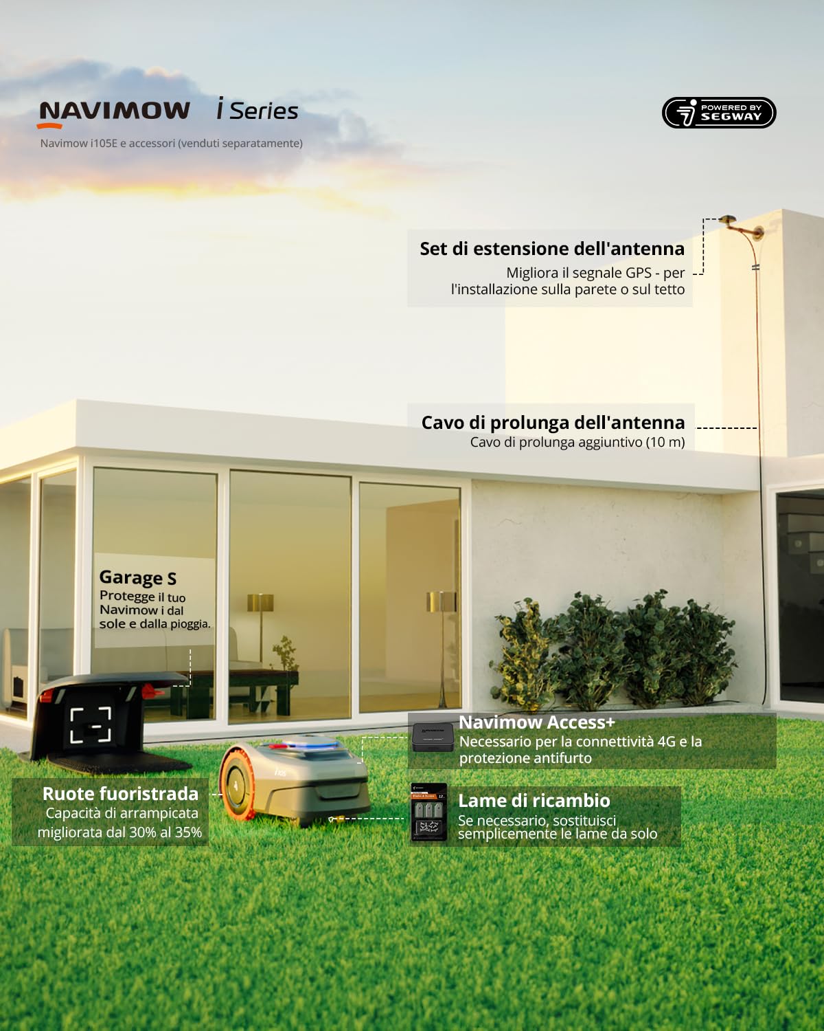 NAVIMOW Segway Navimow i105E Robot Tagliaerba Senza Filo Perimetrale — immagine 14 di 16