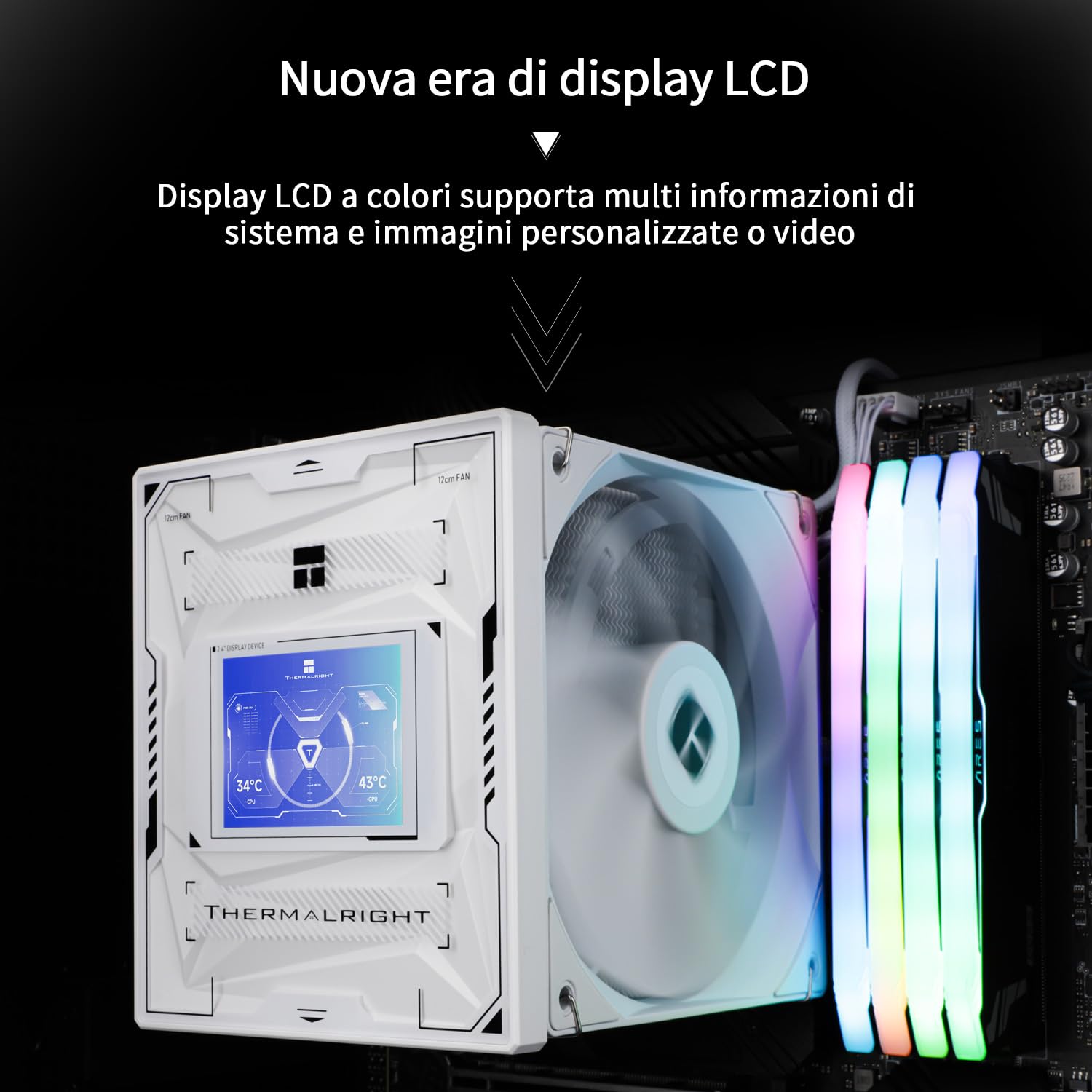 TR - Burst Assassin 120 Vision Blanc,Display LCD IPS da 2,4" con risoluzione di 320x240, radiatore ad alte prestazioni del computer, per LGA1851/1700 e AM4/AM5