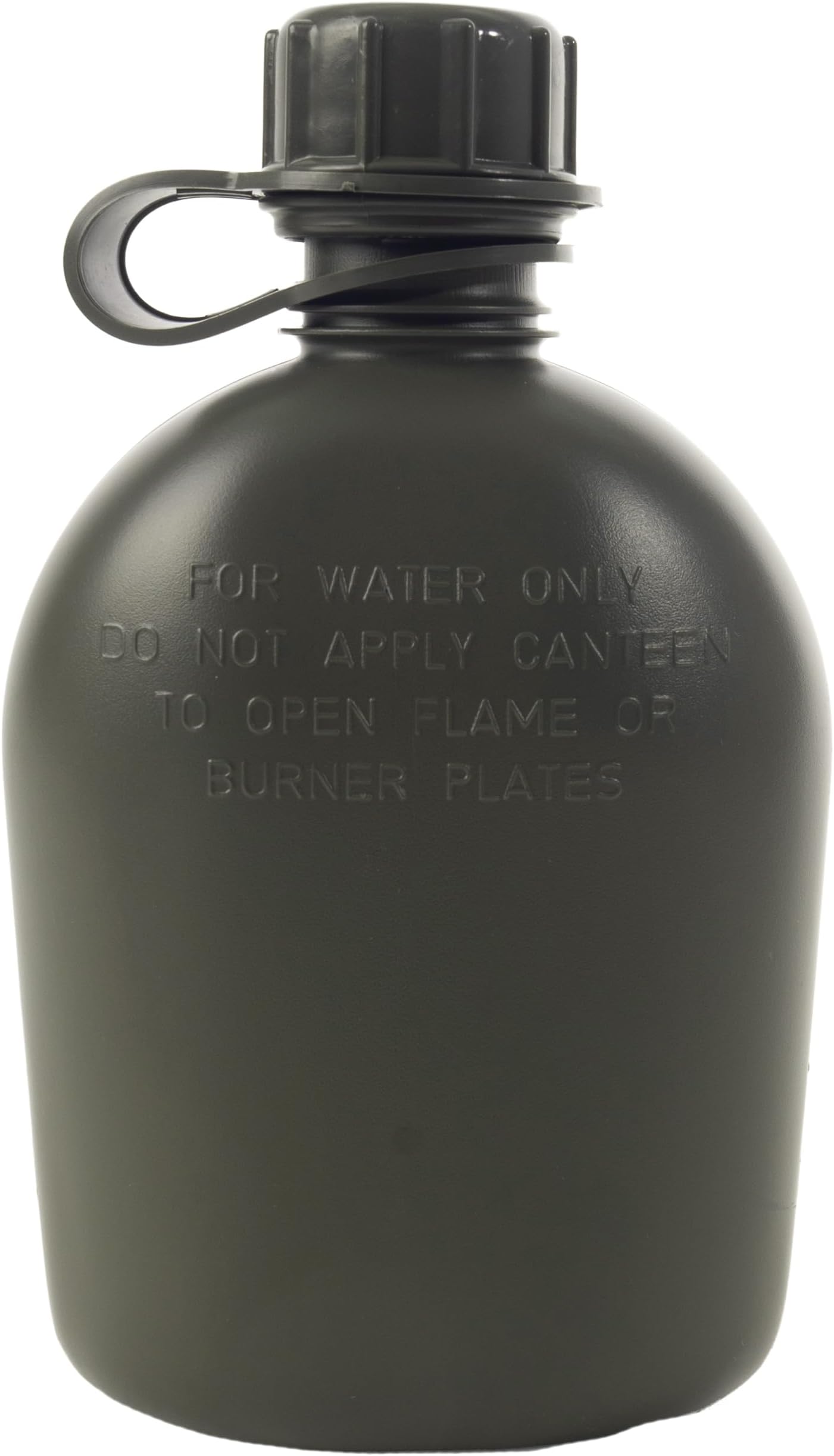 3 Piece 1 Quart Plastic Canteen - Lightweight Outdoor Camping Survival Water Bottle, Olive Drab