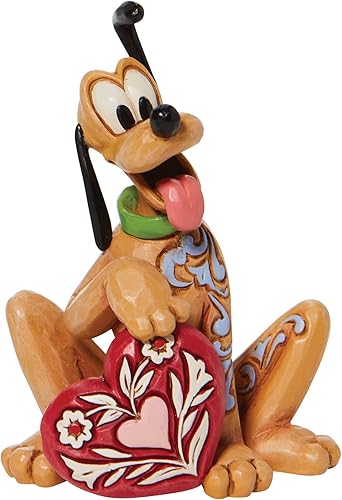 Enesco Jim Shore Disney Traditions Pluto Holding Heart - Figura de San Valentín, 3.5 pulgadas, multicolor