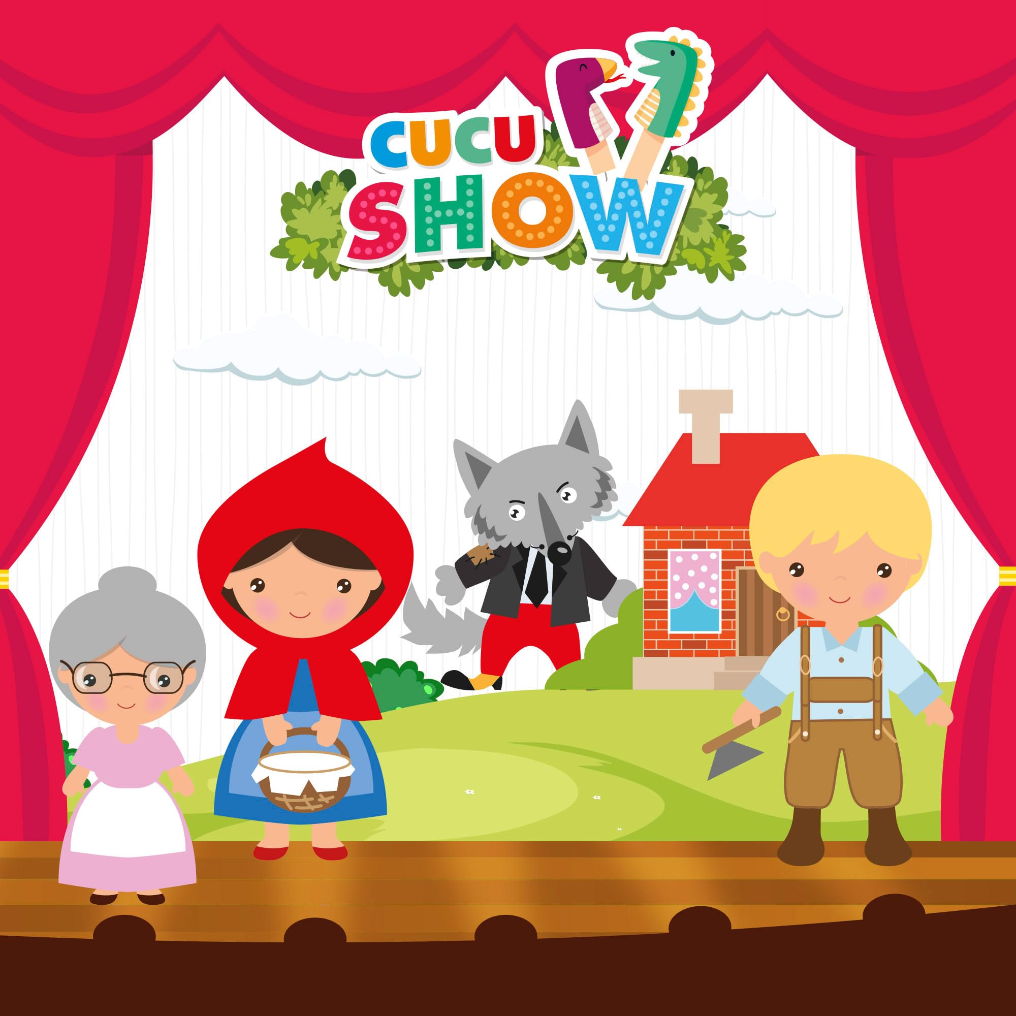COLORBABY Cucu Show Set Rotkäppchen-Puppen, 4 Puppen, 25 cm, weiche und sichere Materialien, Kinderspielzeug, für Gruppenspiele oder Familienzeit (39166)