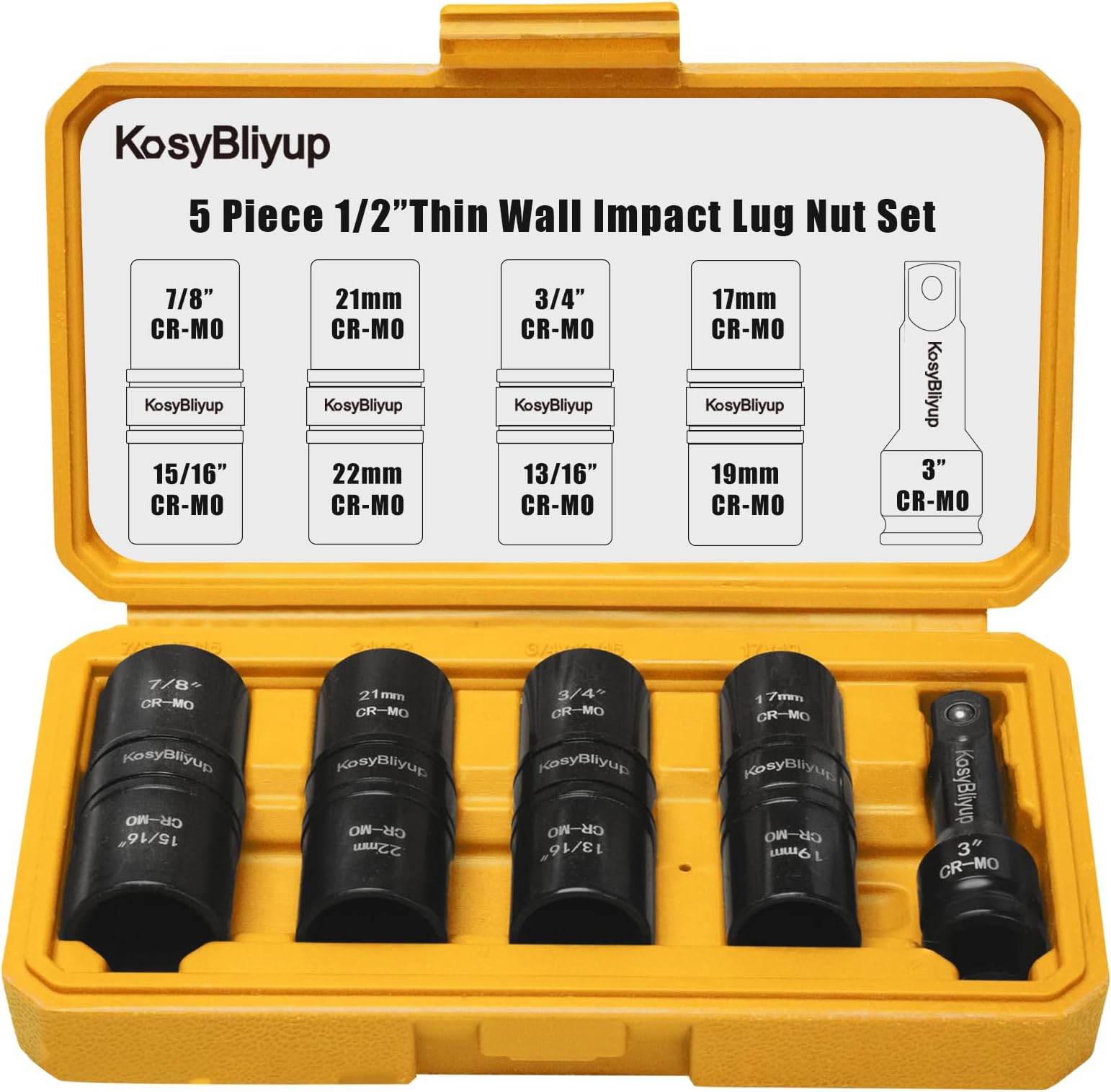 Amazon.com: Kauplus 1/2-inch Drive Flip Lug Nut Socket, 4 In 1 Multi ...