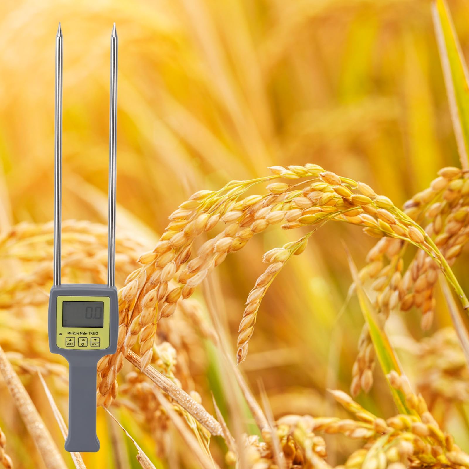 Tester di umidità per Cereali con Dati Stabili Display LCD Retroilluminato a LED Spegnimento Automatico Sonda Lunga Misuratore di umidità per Cereali Digitale Portatile Igrometro