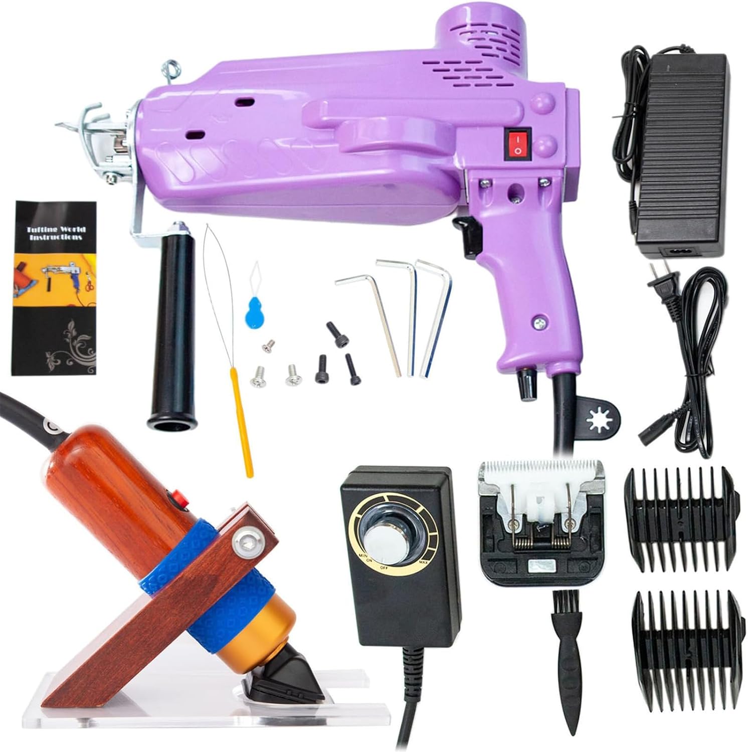 Rug Tufting Gun & Carpet Trimmer Kit, Complete Set with 2in1 Tufitng Gun, Carving Clippers, for Rug Making and DIY Carpet Tufting