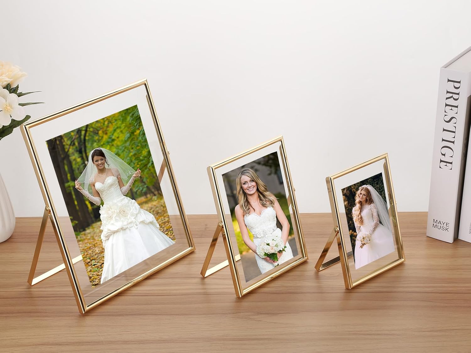 Gold 5x7" Floating Picture Frames Adjustable for (3.5x5" & 4x6") Photos Elegant Tabletop/Shelf Display Picture Frames,Classy Wedding Frame,Thanksgiving,Christmas Gift Frame for Home & Office Decor - Image 6