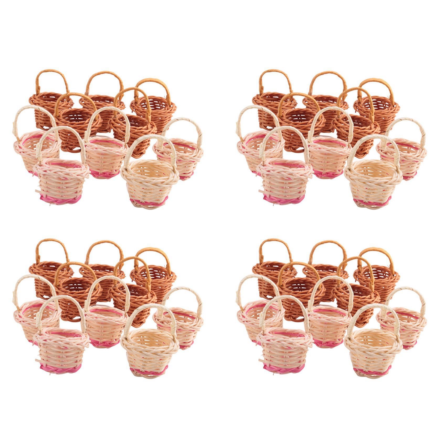 Hndhbfgrt 40Pcs Basket Mini Woven Baskets with Handles Plant Pots Containers Sundries Makeup Organizer for Tiny Baskets Photo Prop