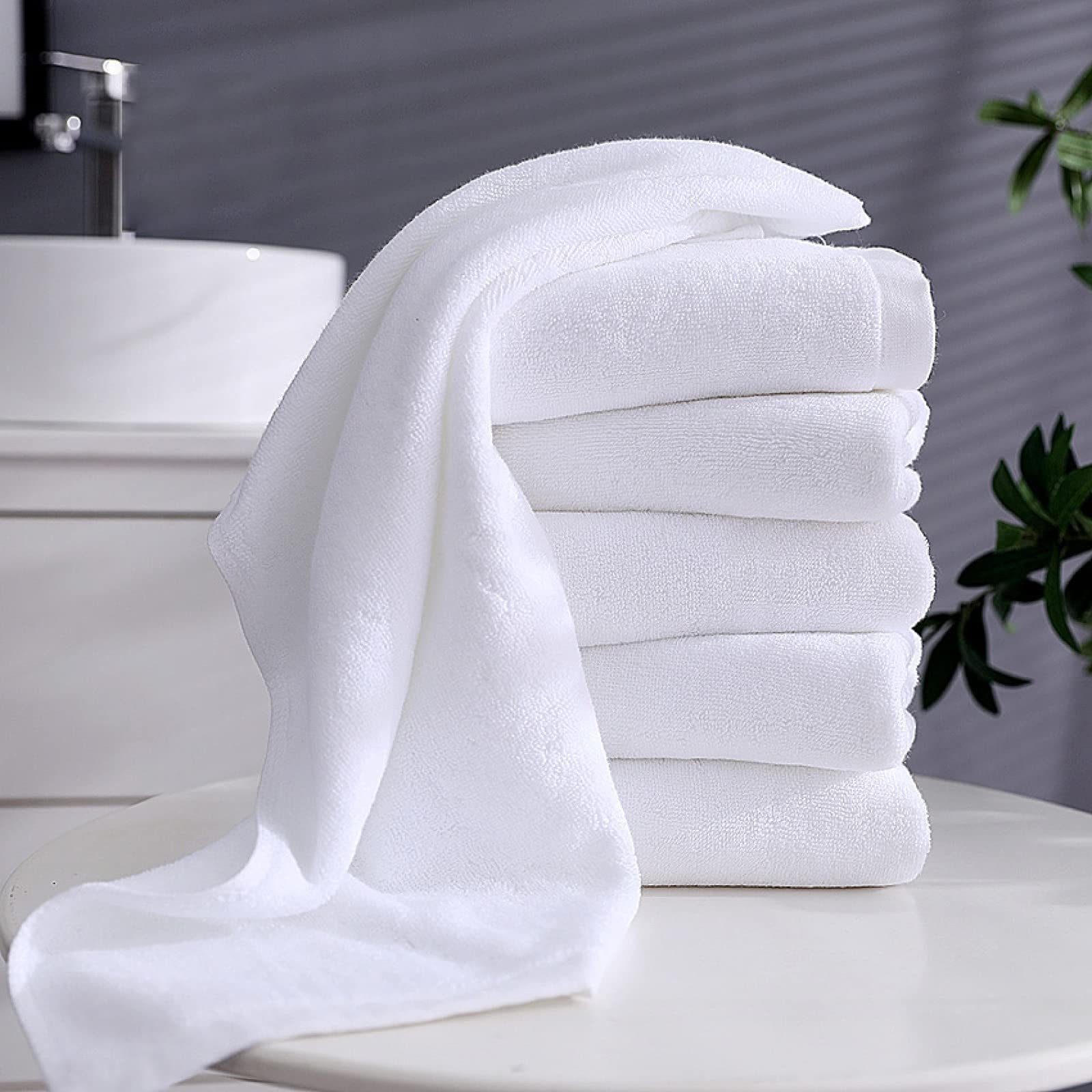 Set di Asciugamani in Cotone 40 * 80 cm Asciugamano da Bagno Bianco Grande Asciugamano da Bagno in Puro Cotone Spesso Bagno di Famiglia Hotel Un Asciugamano da Bagno per Adulti