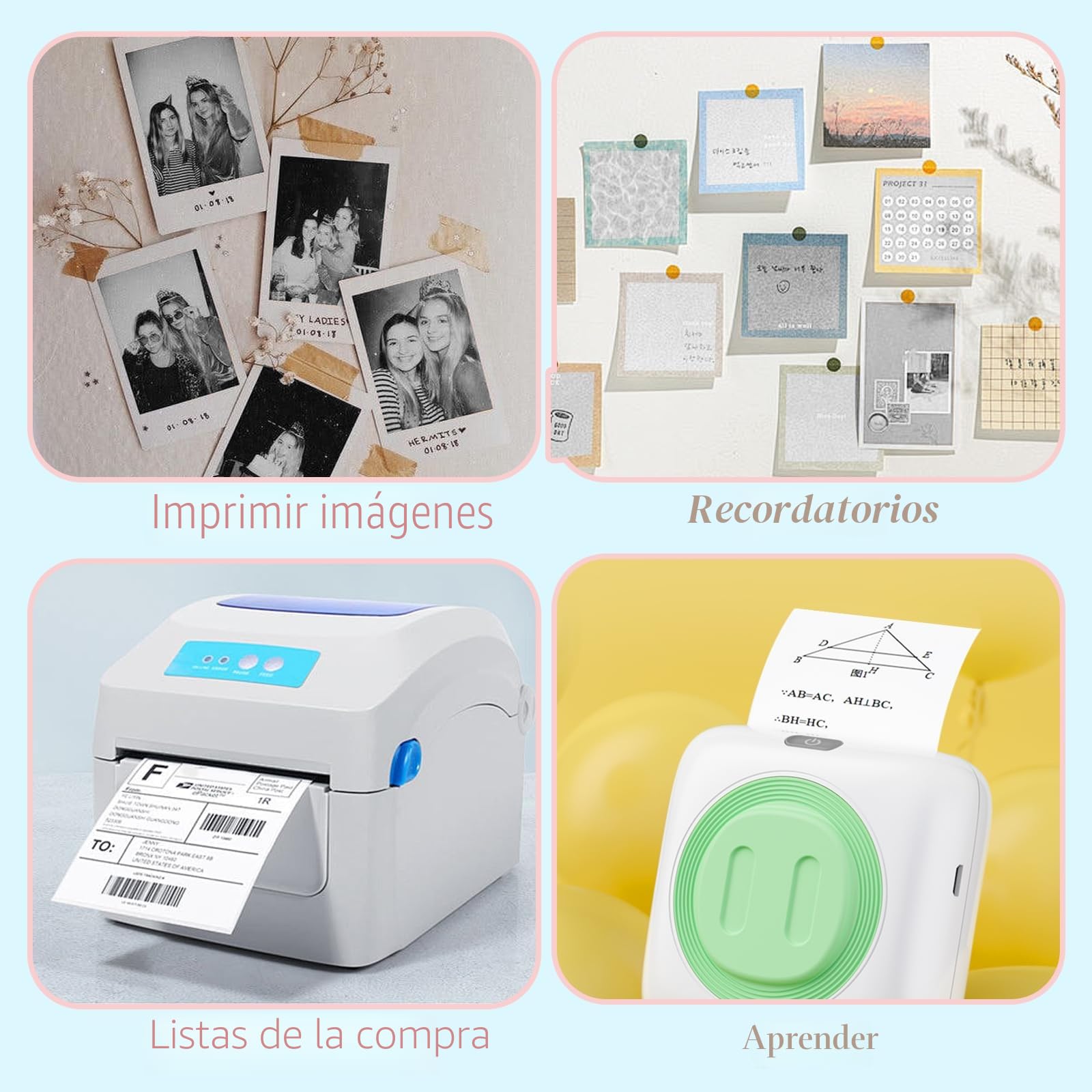 20 Rollos Papeles de Impresora Térmica, Mini Pegatina Imprimible Autoadhesiva, papel térmico para cámara infantil, Compatible Con Todas Las Mini Impresoras Térmicas (57 X 25 mm)