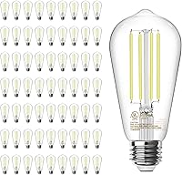 Vista 9 de TJOY - Paquete de 12 bombillas LED Edison ST58 ámbar, 8W equivalentes a 60W, 800 lm, 2200K, blanco suave, regulables, filamento LED, base E26