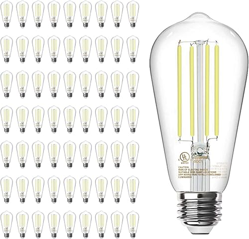 Miniatura 10 de TJOY - Paquete de 12 bombillas LED Edison, regulables, 8W equivalente a 60W, base media E26, luz diurna, 5000K, ST58, 800 lm, ultrabrillante, 5000K