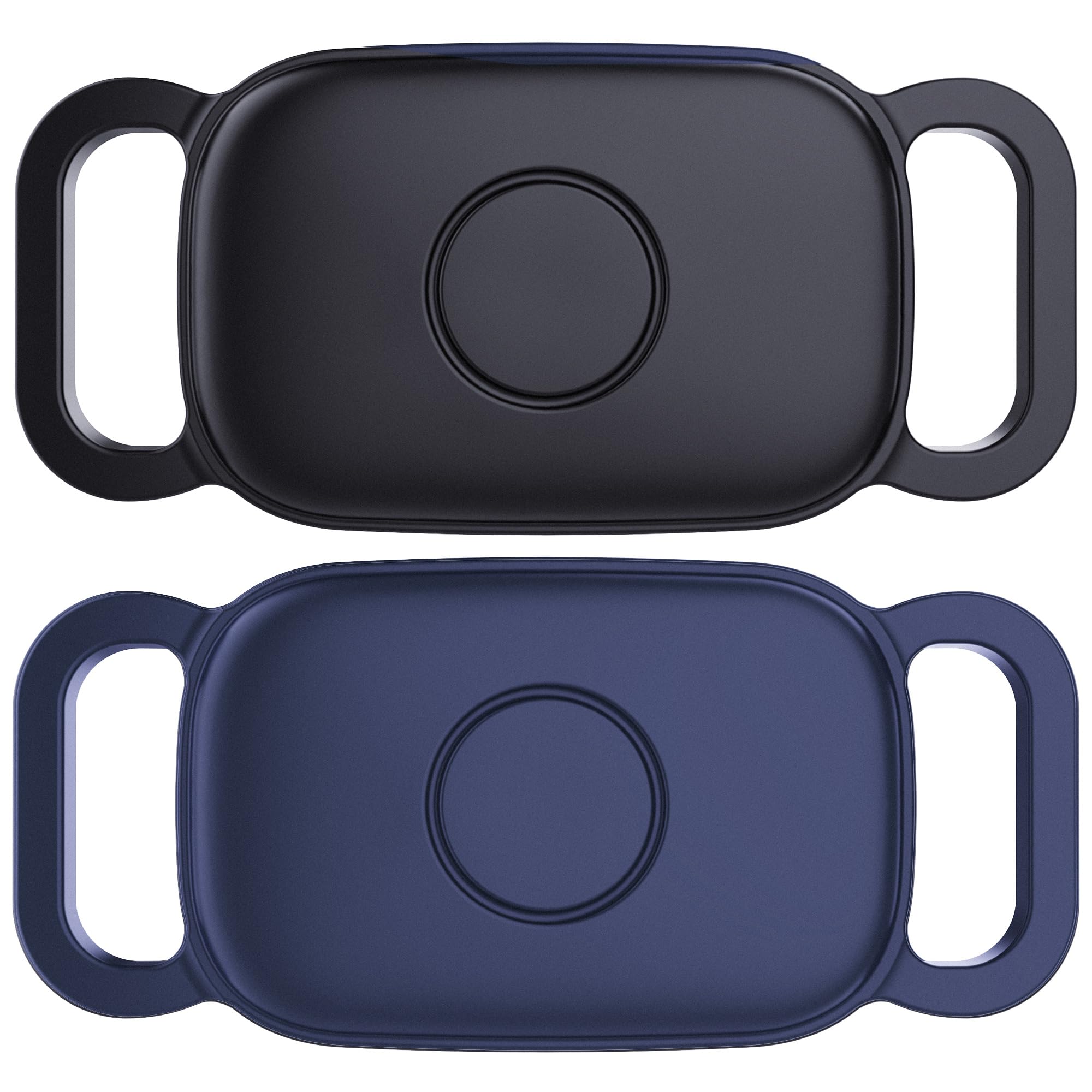 DDJ 2-Pack Waterproof Dog Collar Holder for Tile Life360 Pro 2024 Tracker, Silicone Cover Full-Body Protective Case for Tile Tracker Pet Collar Harness, Ultra Durable, Lightweight,Black+Blue