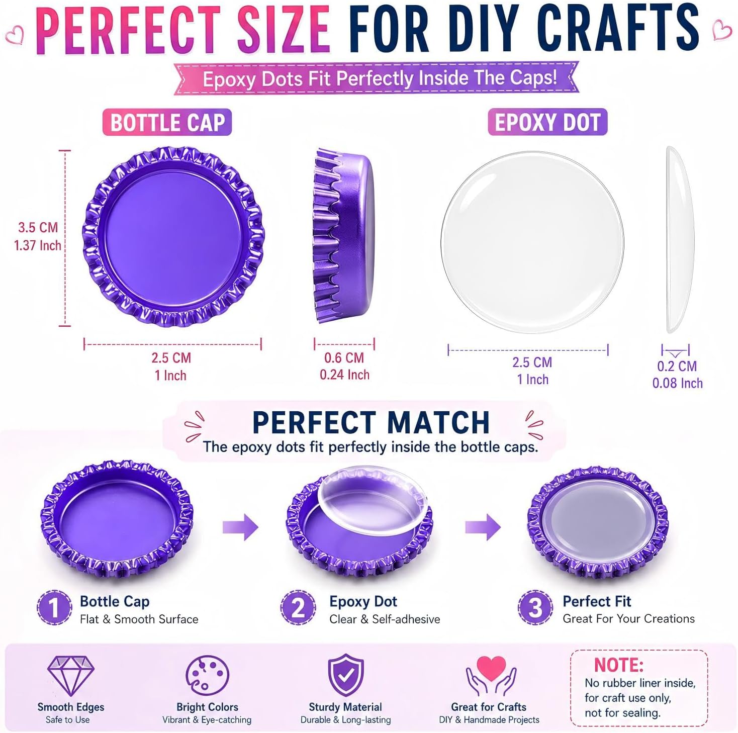Bottle Caps for Crafts 100 Pack Flat Crown Caps with 100 Clear Epoxy Resin Stickers for Jewelry Making Keychains DIY Accessories Medal Crafting Multi-Color Metal Caps for Bow Pendants