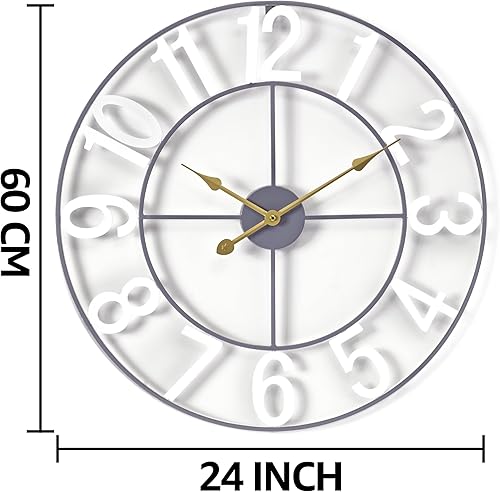 Miniatura 3 de Sorbus Reloj de pared grande para decoración de sala de estar, reloj de pared con números para cocina, reloj de pared decorativo de 24 pulgadas,