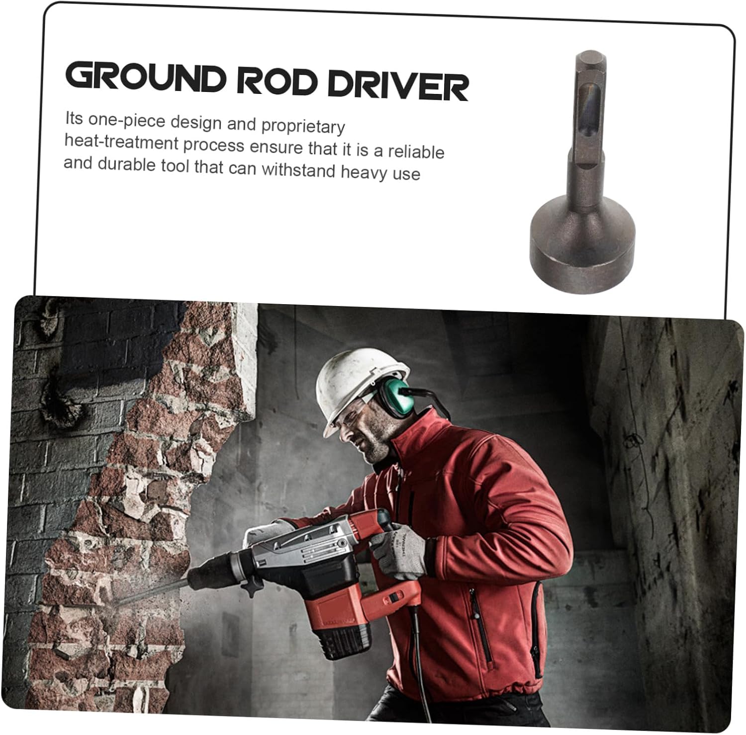 ORFOFE Ground Rod Driver Heavy-duty Impact Tool for Rotary Hammers Construction for Efficient Grounding Tough Soil Conditions