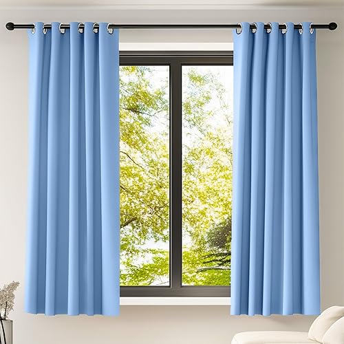Miniatura 41 de Cortinas opacas con aislamiento térmico azul para oscurecer la habitación, 72 pulgadas de largo para sala de estar, cortinas con ojales de 42 x 72