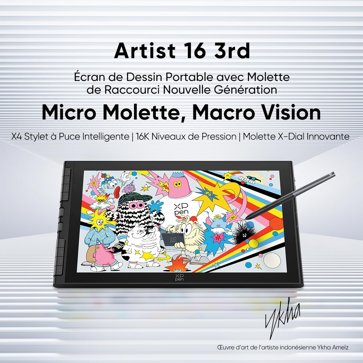 XPPen Artist 16 3rd Tablette graphique avec Écran 15,4" | X4 Stylet 16K Niveaux | Molette + 8 Raccourcis | Support Fourni |Tablette Dessin Portable Compatible avec Windows macOS Android ChromeOS Linux