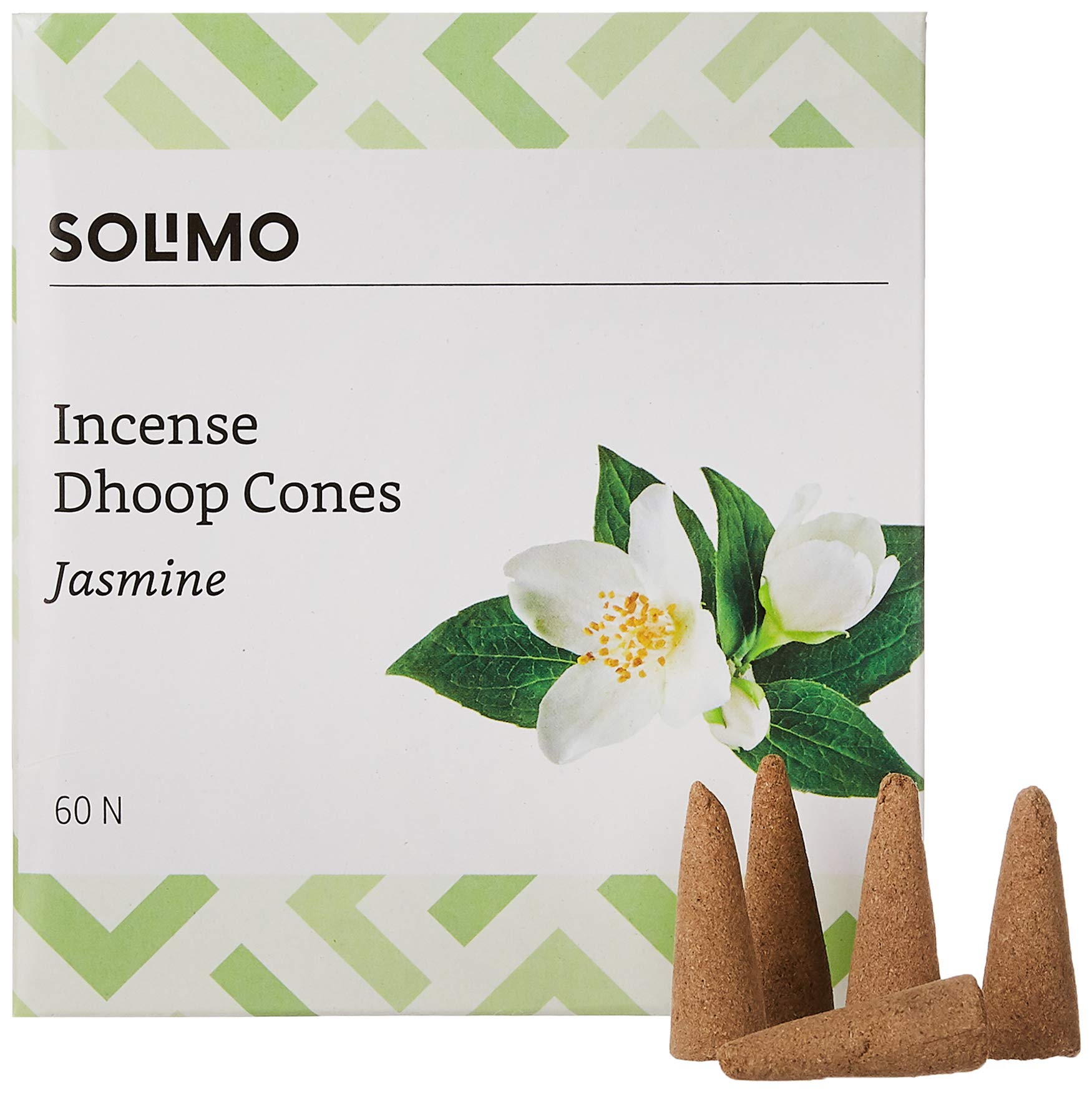 Amazon Brand - Solimo Incense Dhoop Cones, Jasmine, 60 Pieces