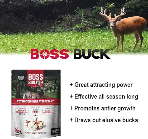 Miniatura 2 de Boss Buck Boss Builder - Atractivo de ciervos de semilla de algodón de 5 libras  Potente suplemento de alimentación de alto contenido de proteínas y