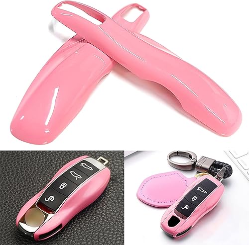 Xotic Tech - Funda protectora para llave de control remoto inteligente, color rosa, compatible con Porsche Boxster Cayenne Panamera Cayman Macan