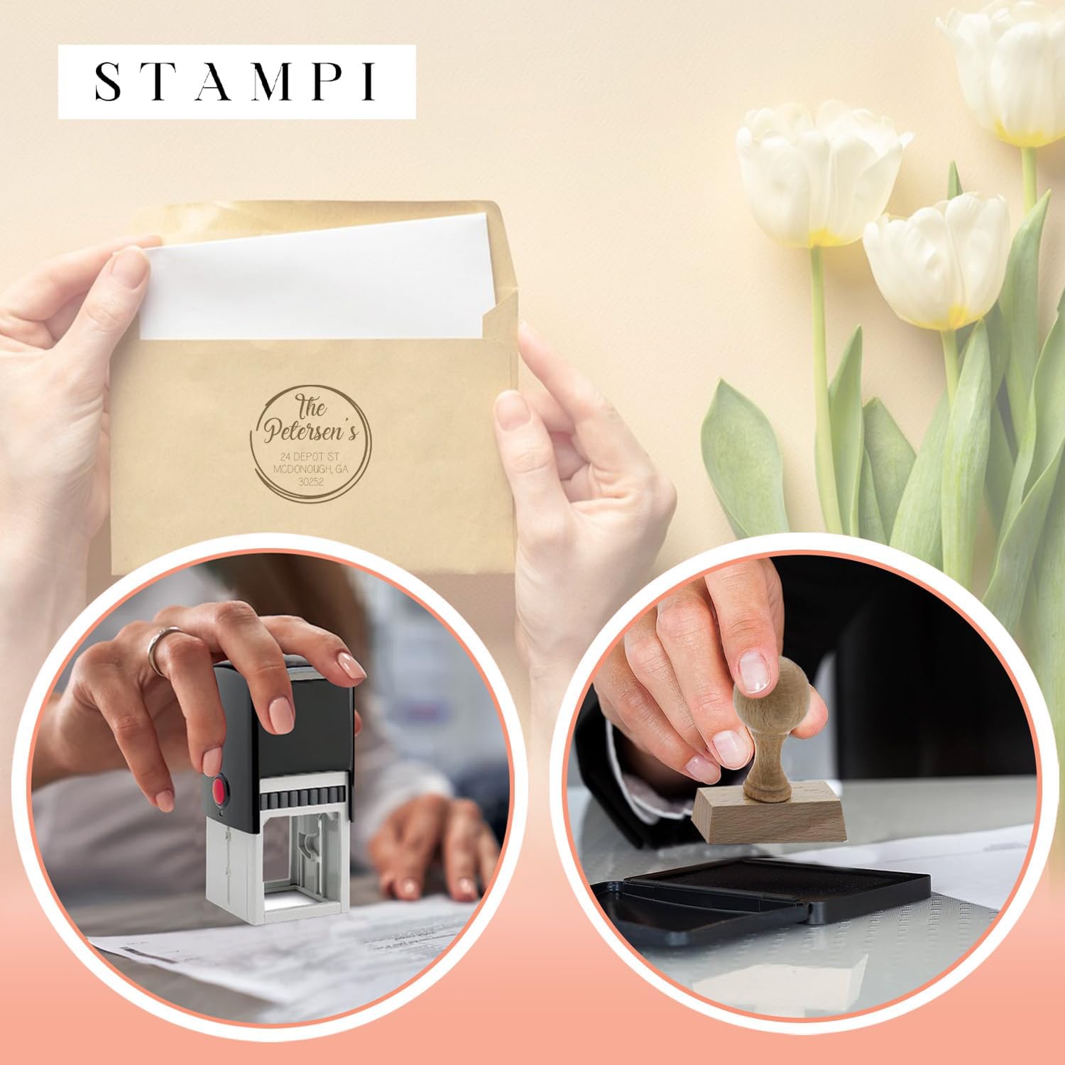 Return Address Stamp Self-Inking Monogram Address Stamp Personalized Address Stamp 10+ Designs! 1 5/8"
