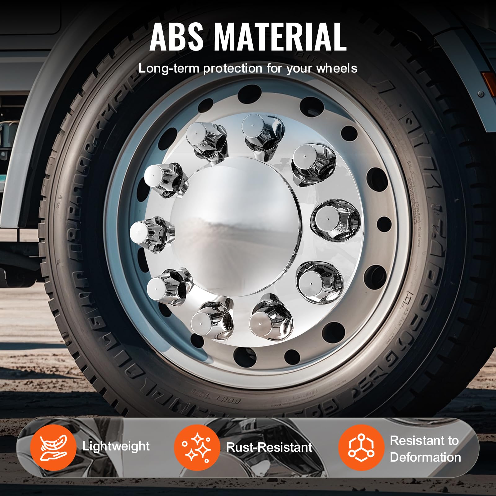 Assale Posteriore Copridado Ruota Bombato per Semirimorchio, Set Combinato di 4 Pezzi, Copridado Ruota in ABS Elettrolitico, Copriruota a Cupola per Autocarri, Decorazione auto Argento Brillante | IT