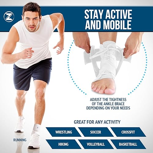 Miniatura 6 de Z ATHLETICS Zenith Tobillera, soporte ajustable con cordones, para correr, baloncesto, recuperación de lesiones, esguince. Soporte de tobillo para