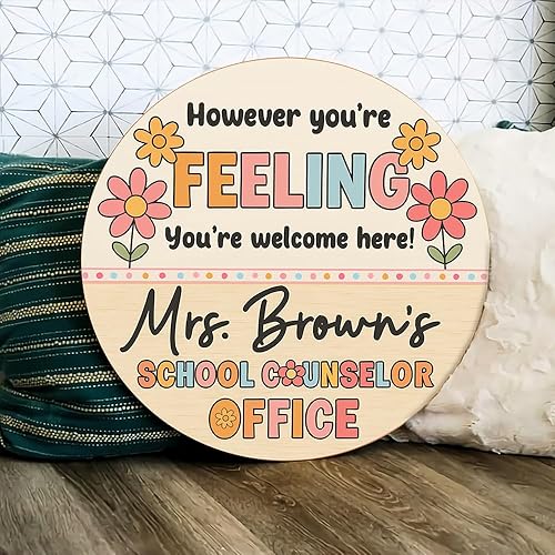 Miniatura 4 de Letrero personalizado para puerta de oficina de consejero escolar, letrero de puerta de maestro arcoíris, decoración de puerta de consejero escolar,